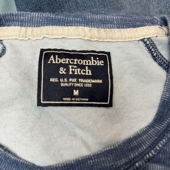 Abercrombie Fitch Shirt Mens Medium Blue Waffle Tee Thermal Outdoors Moose Logo - Picture 2 of 4